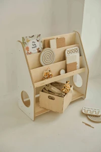 OUTLET Drewniany regał na książki i zabawki