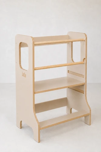 Babywood producent mebli Montessori – drewniany kitchen helper dla dzieci do kuchni kaszmirowy